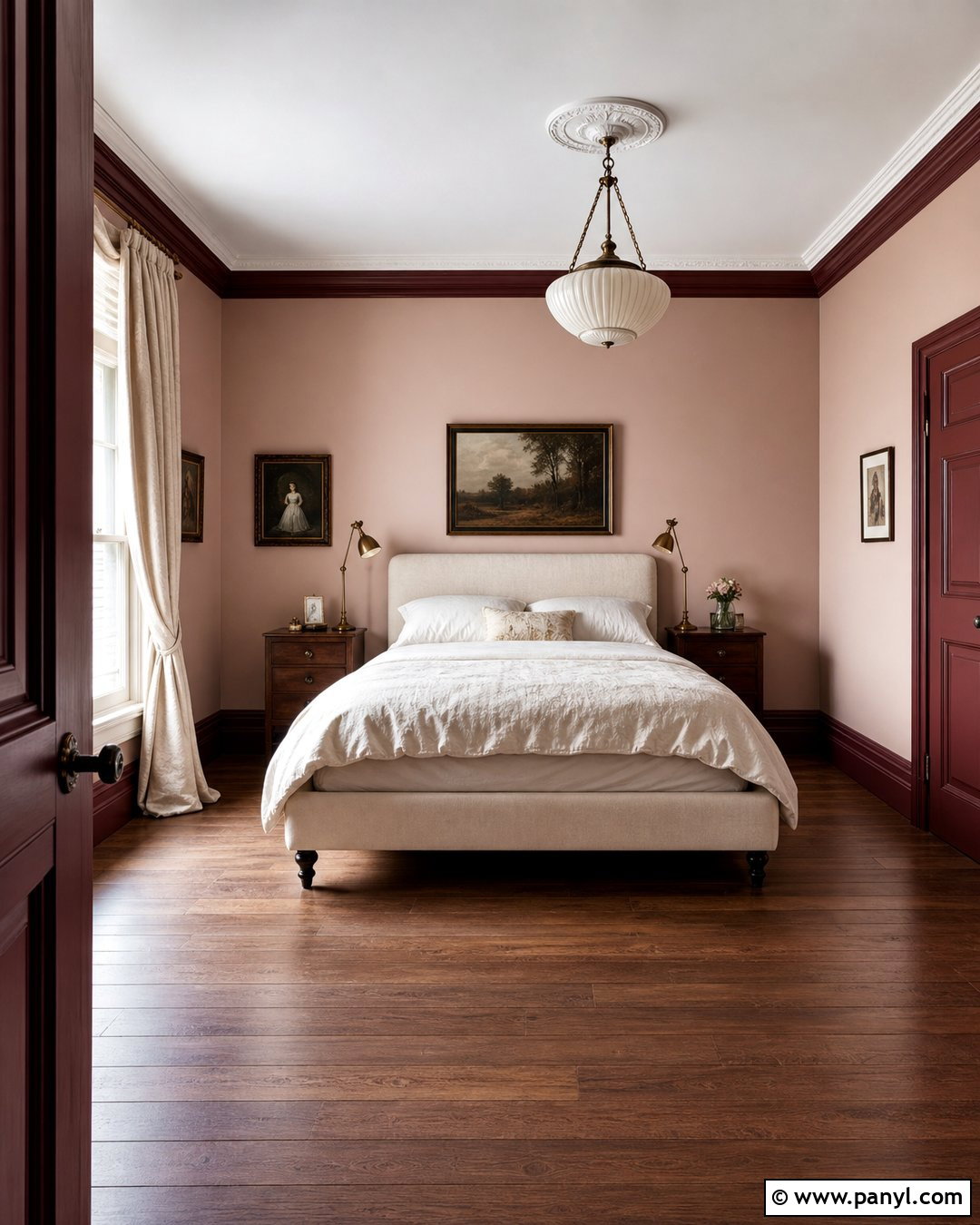 Burgundy Painted Skirting Boards With Blush Walls - 30 painted skirting boards colour ideas
