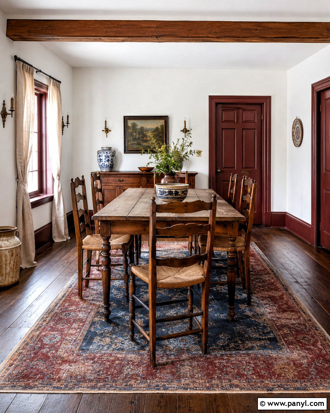 Burgundy Painted Skirting With White Walls - 20 White Walls Painted Skirting Ideas
