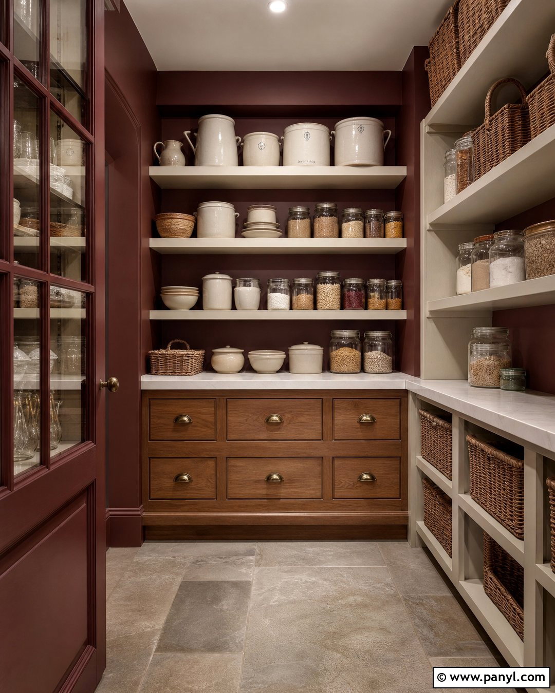 Burgundy Pantry Walls - 25 Pantry Wall Colors