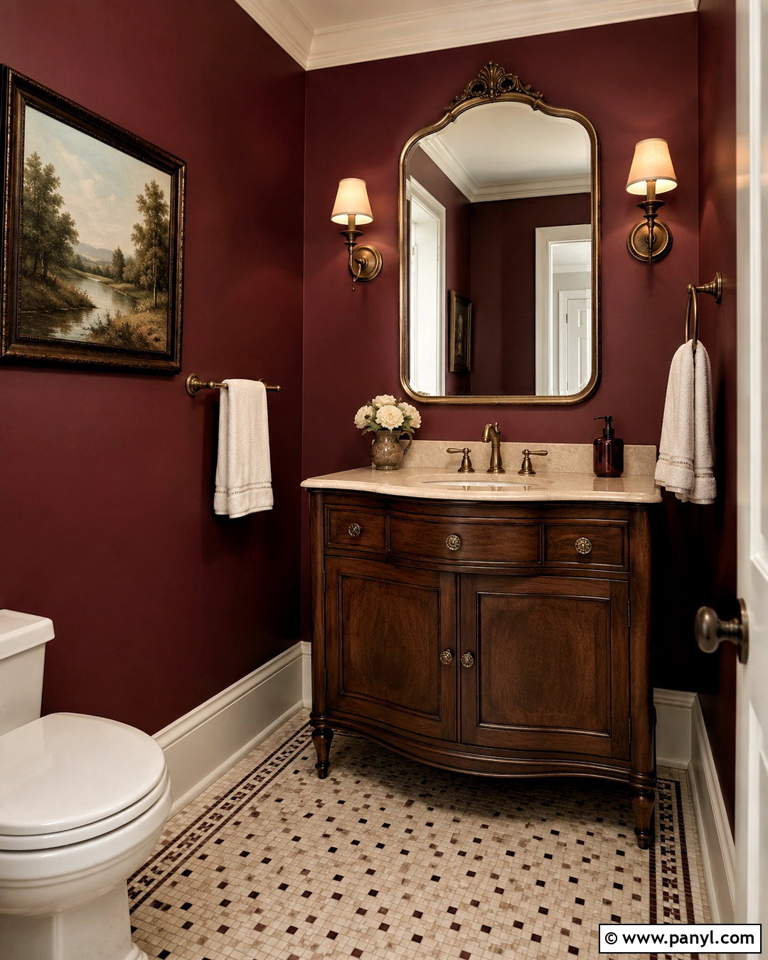 Burgundy Powder Room - 20 powder room paint colors