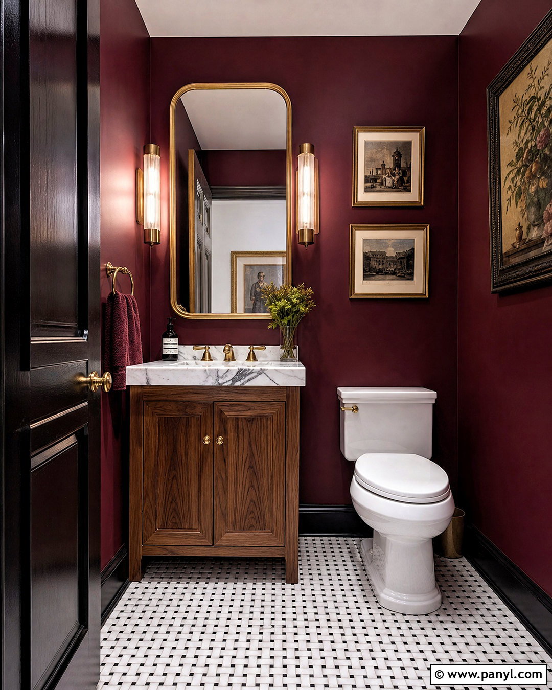 Burgundy Powder Room - 20 burgundy bathroom ideas