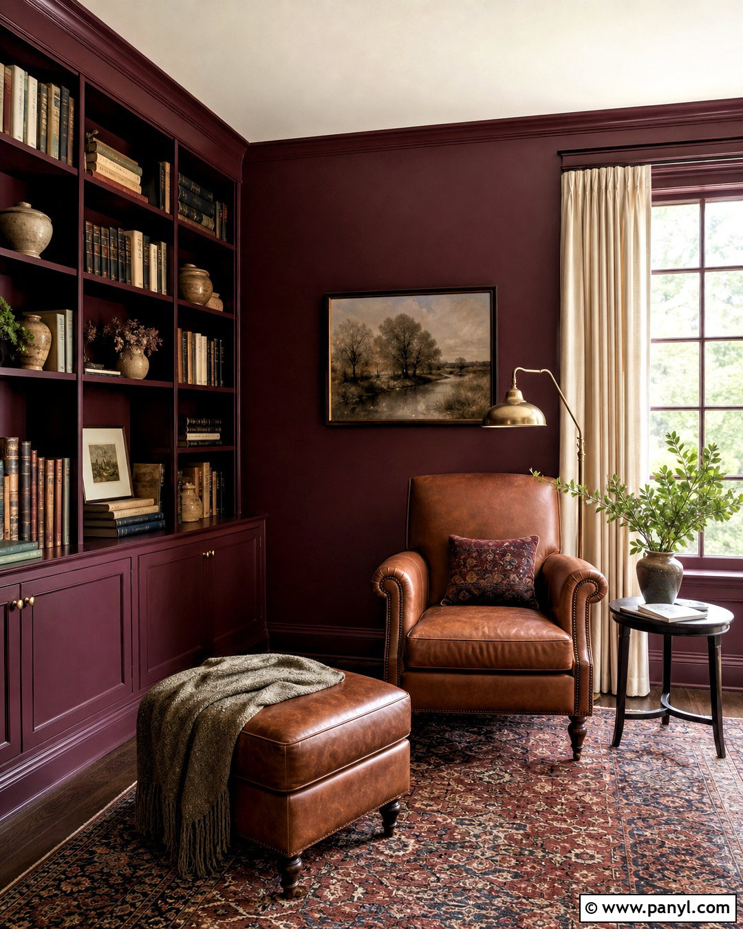 Burgundy Reading Room Wall Paint - 20 wall paint inspiration ideas