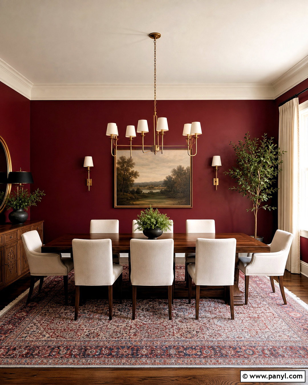 Burgundy Red Accent Wall Dining Room - 20 red accent wall ideas