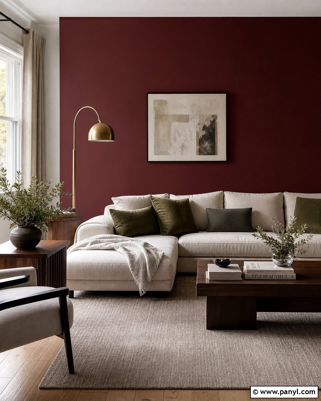 Burgundy Red Feature Wall Living Room - 35 red feature wall ideas