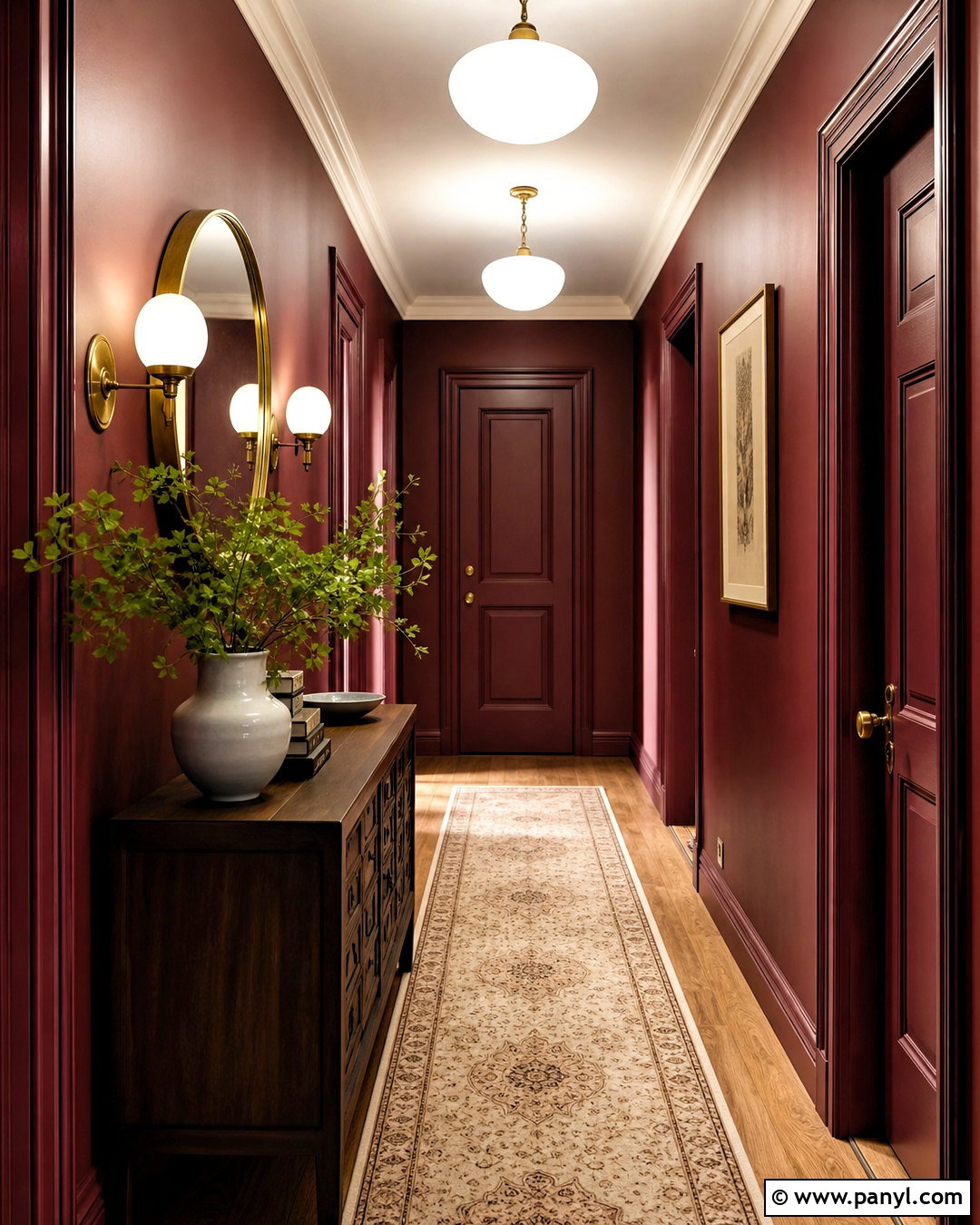 Burgundy Red Hallway - 20 red hallway ideas
