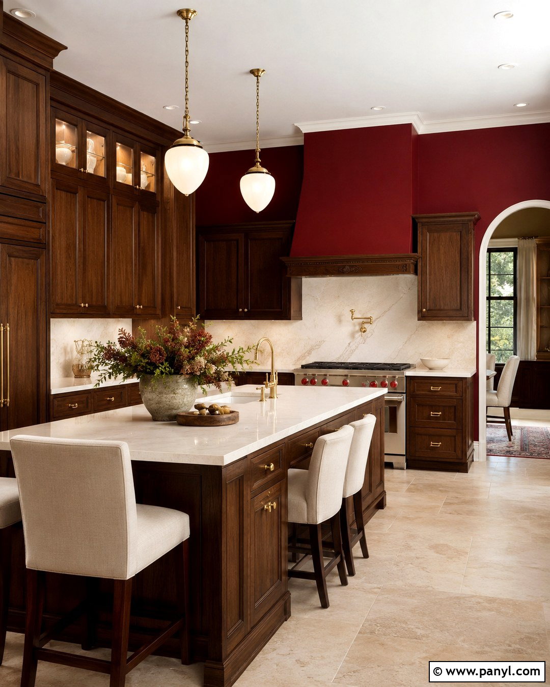 Burgundy Red Walls With Oak Cabinets - 20 Red Kitchen Walls With Oak Cabinets