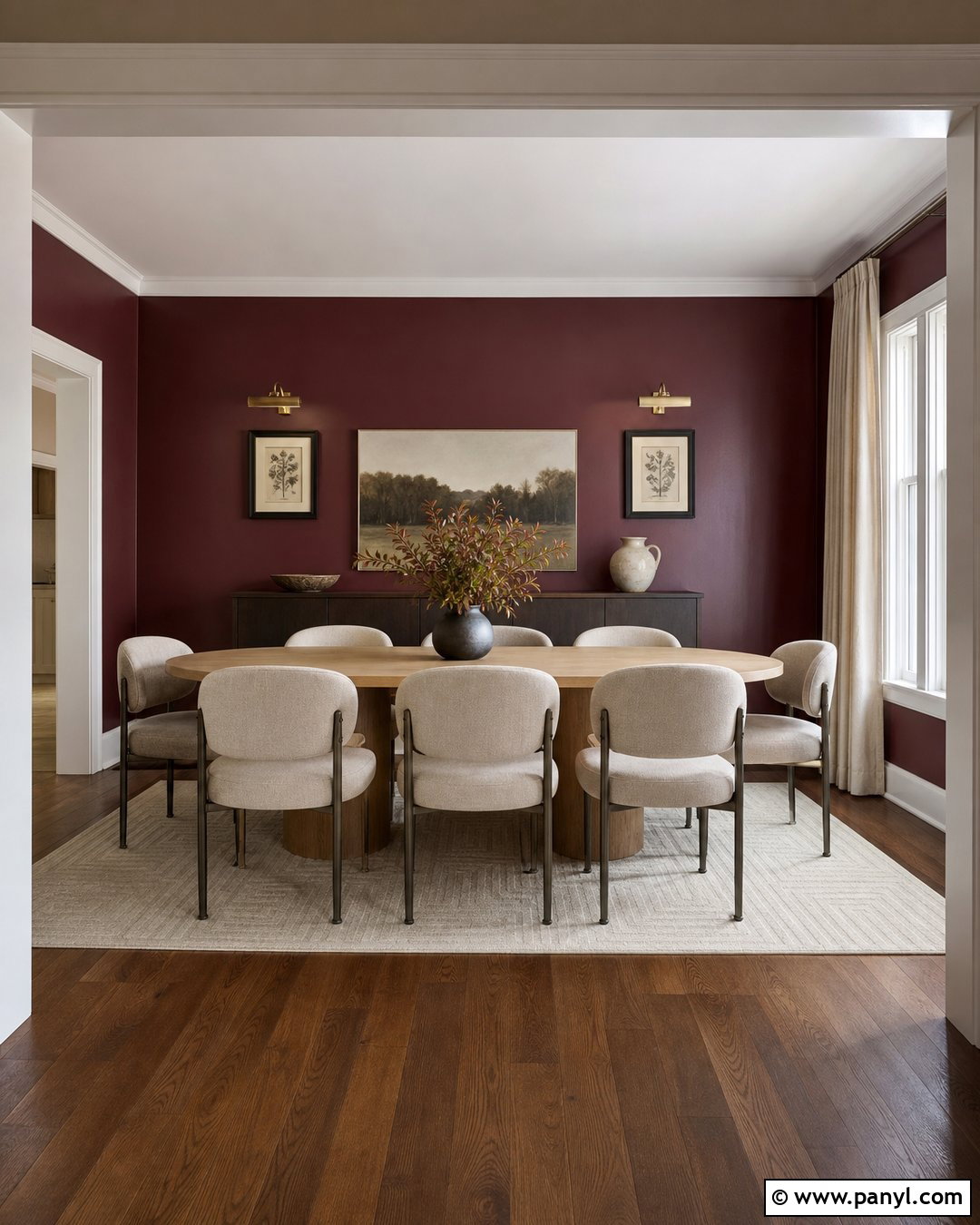 Burgundy Satin Dining Room Walls - 30 satin paint on walls