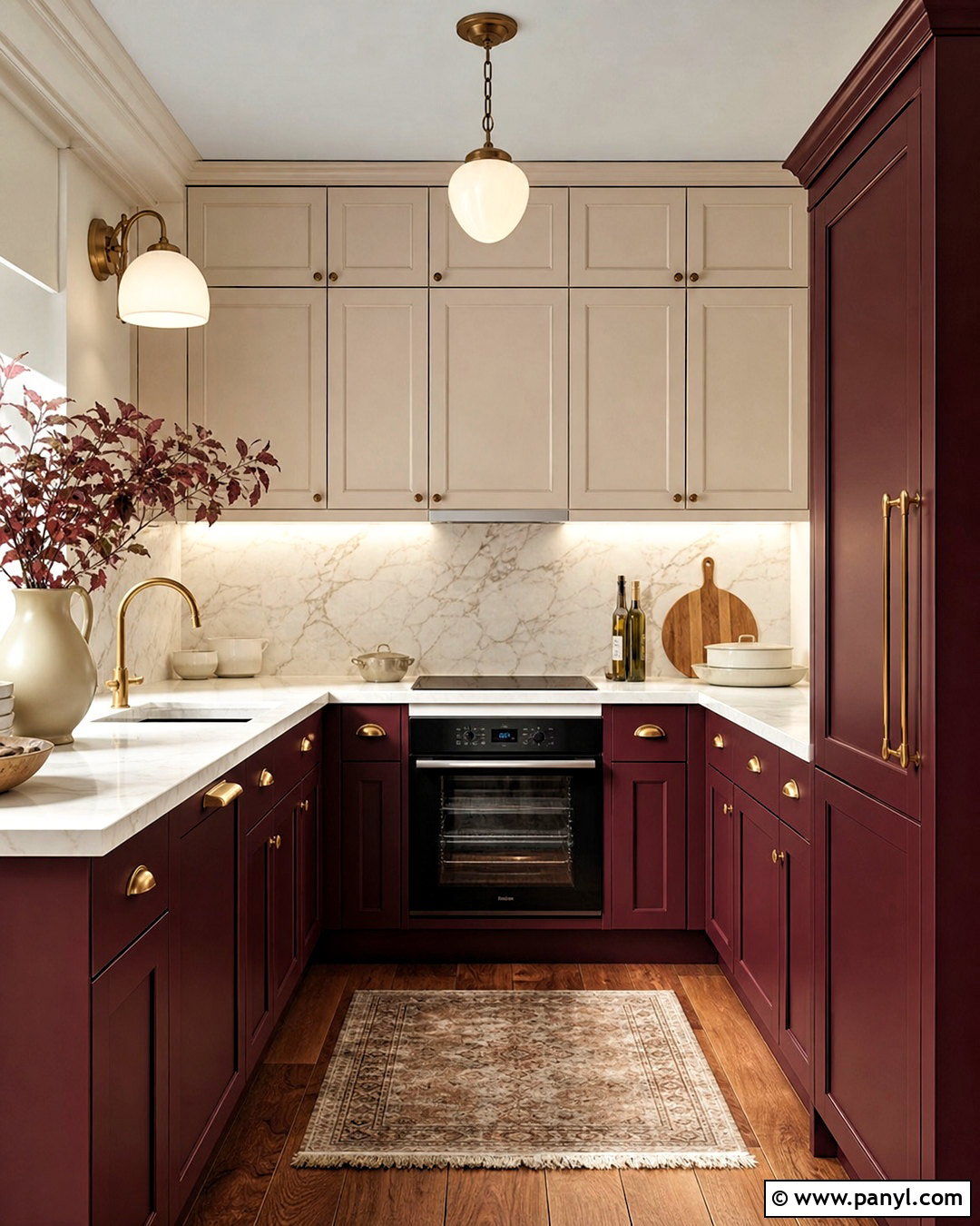 Burgundy Small Kitchen - 20 small kitchen color ideas