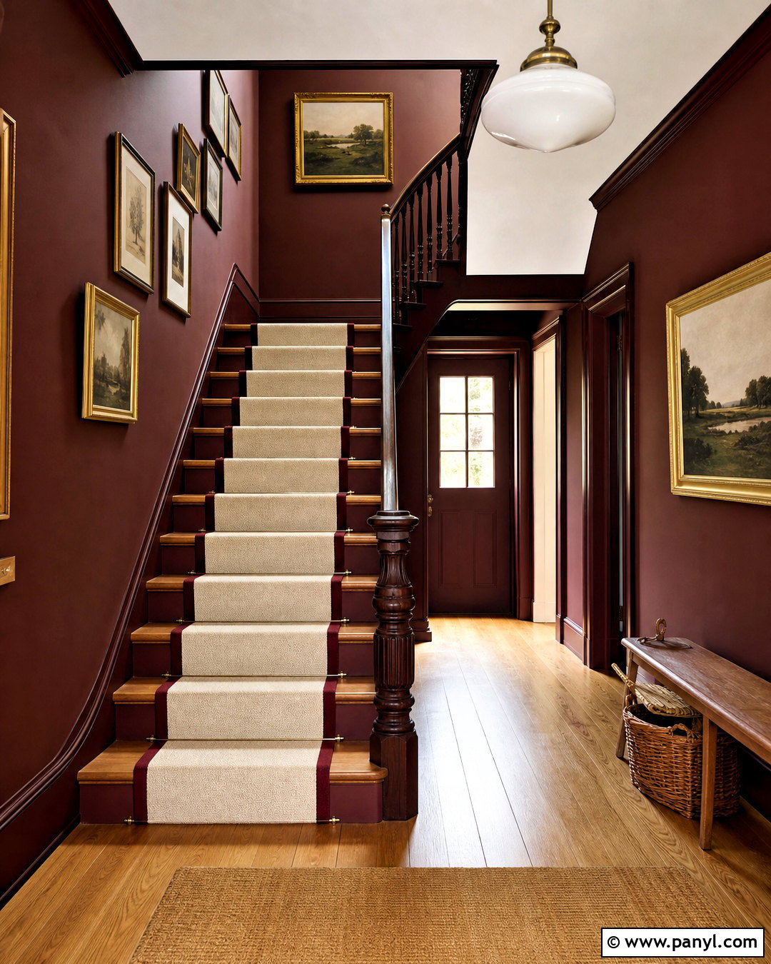 Burgundy Staircase Hallway - 20 burgundy hallway ideas