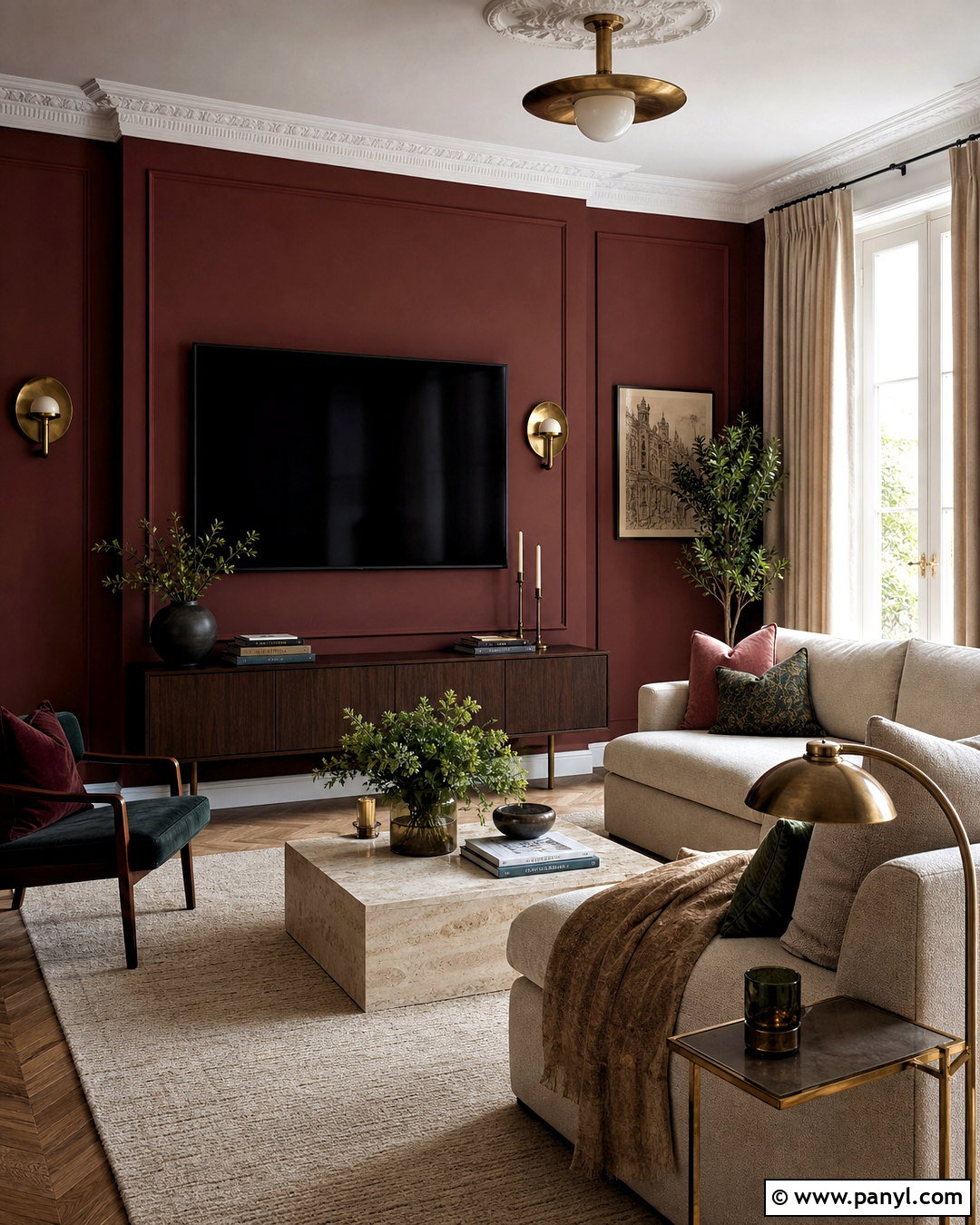 Burgundy TV Wall - 20 tv wall color ideas living room ideas