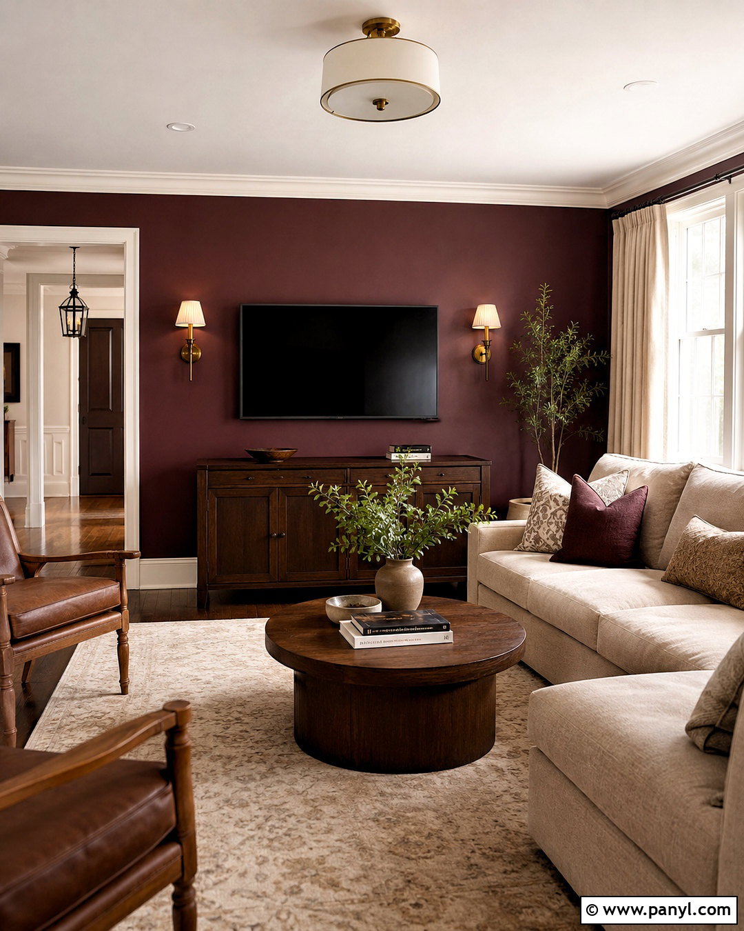 Burgundy TV Wall - 20 Wall Paint For Tv Wall Ideas