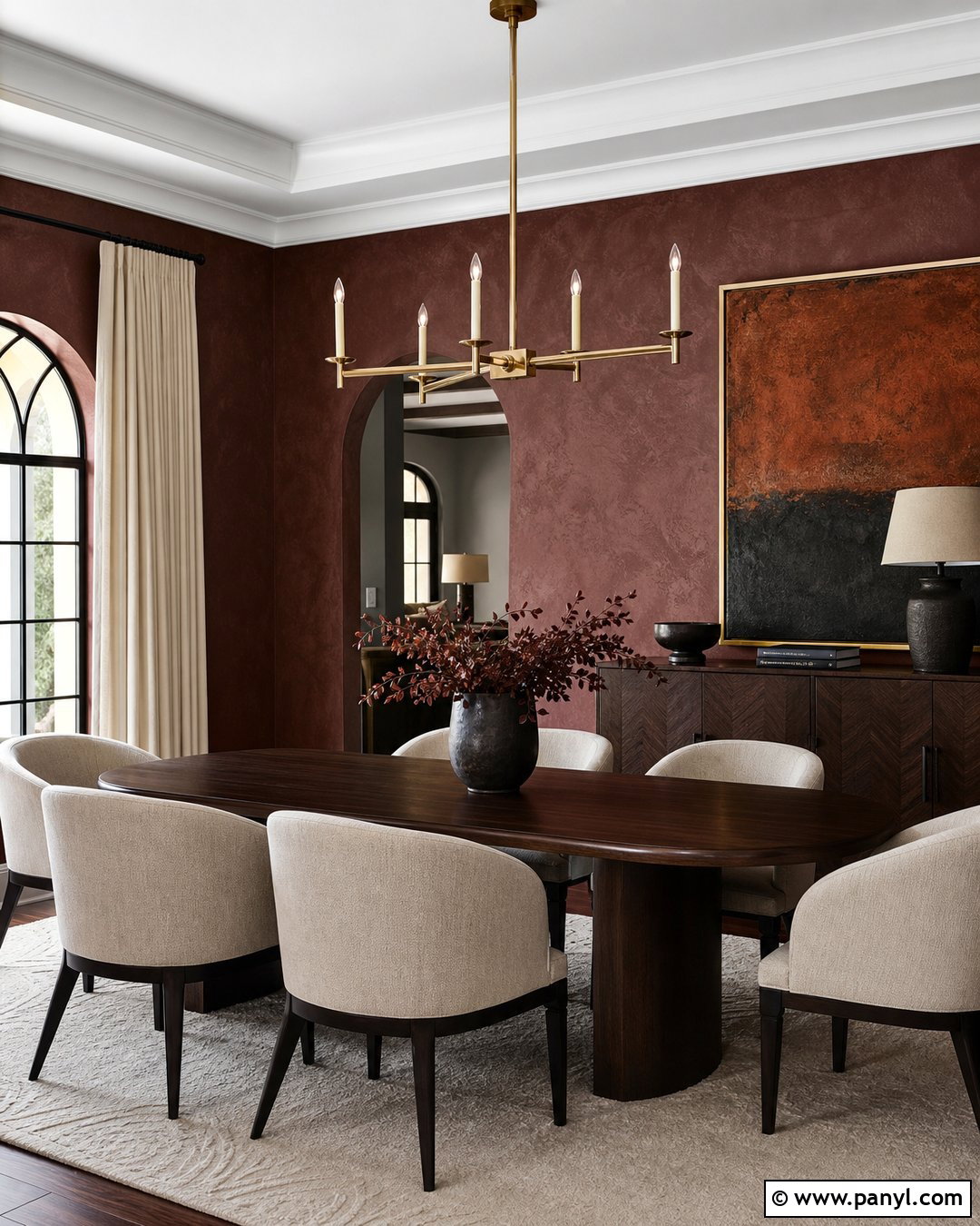 Burgundy Textured Dining Room Wall - 30 texture colour wall ideas