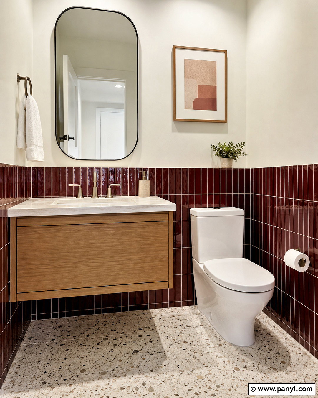 Burgundy Tile Powder Room - 20 burgundy powder room ideas
