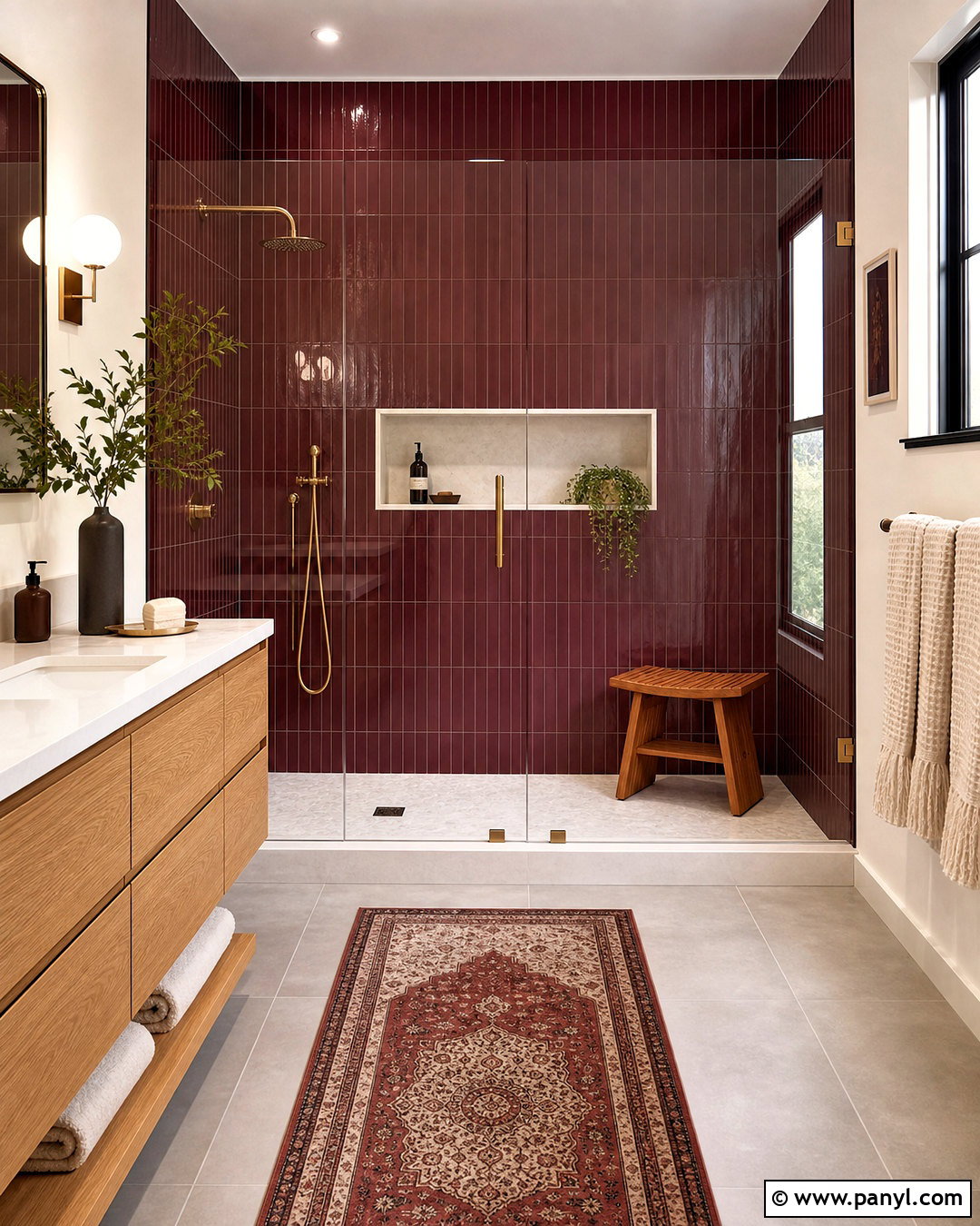 Burgundy Tile Shower Bathroom - 20 burgundy bathroom ideas