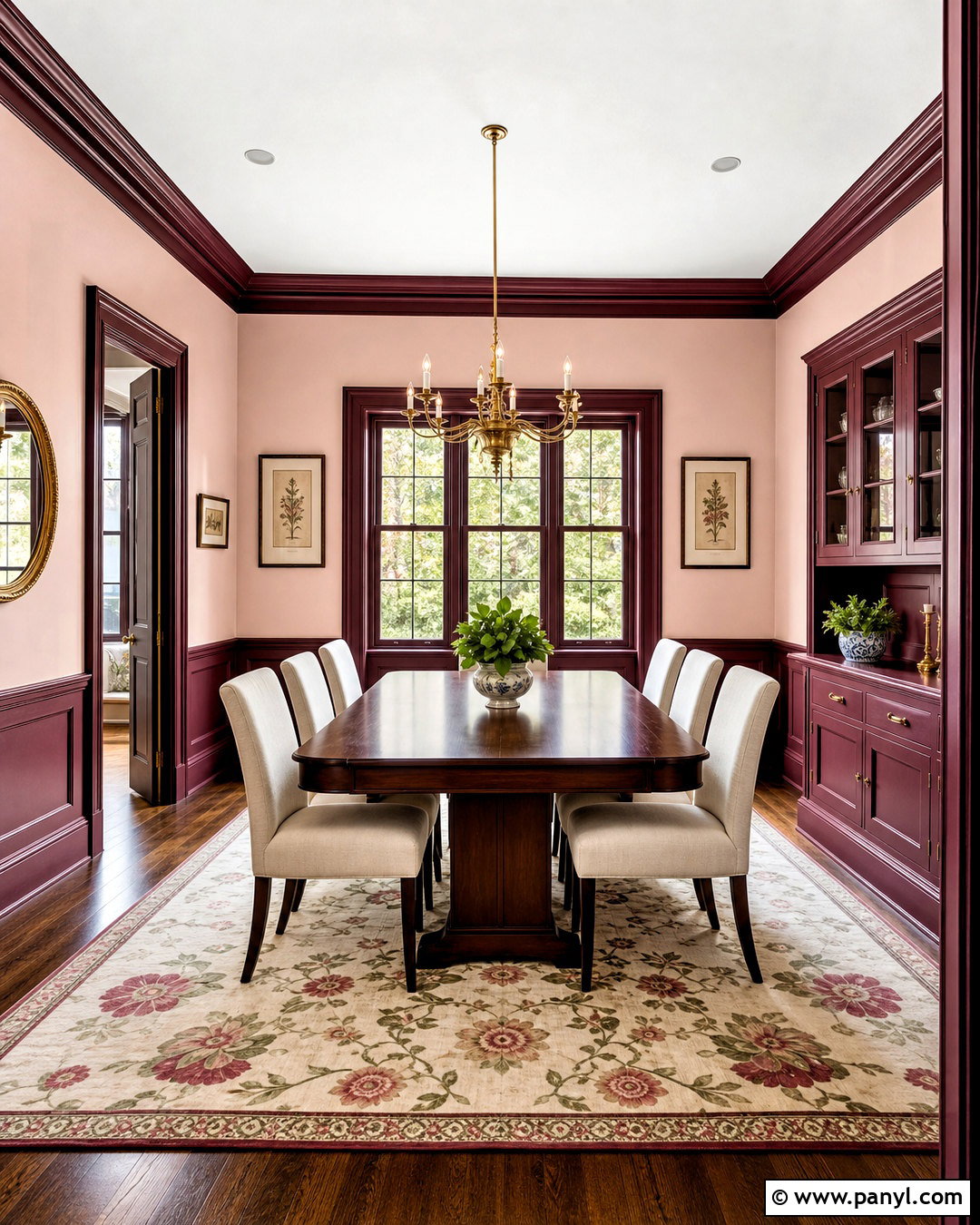 Burgundy Trim With Blush Walls - 20 trim paint color ideas