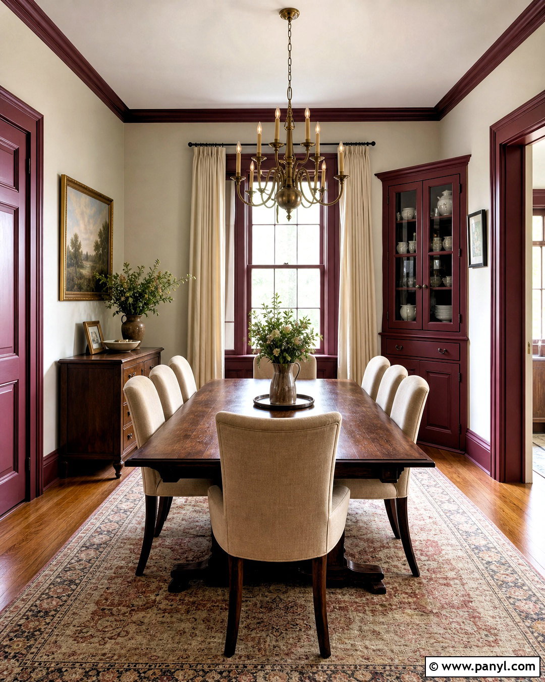 Burgundy Trim With Neutral Walls - 20 painted baseboards and trim ideas