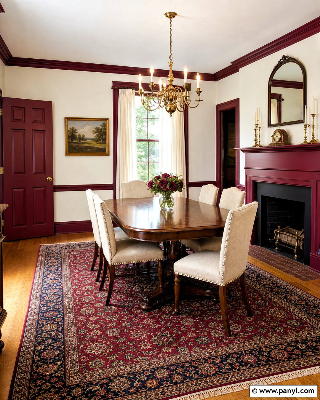 Burgundy Trim With White Walls - 20 white walls with different color trim ideas