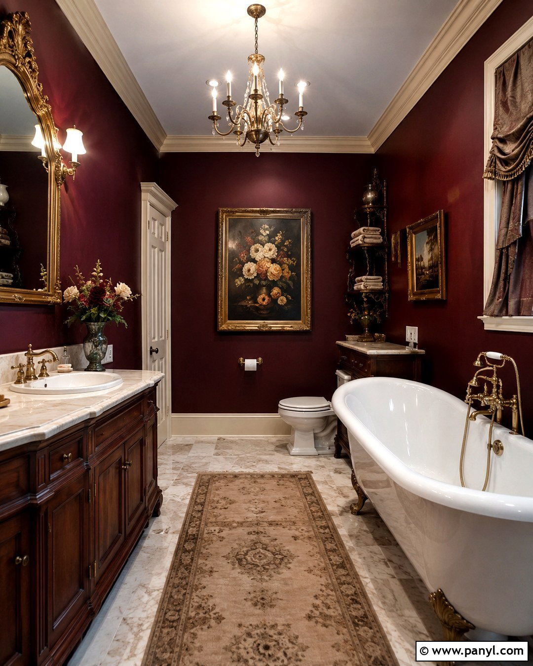 Burgundy Victorian Bathroom - 20 Vintage Bathroom With Dark Walls