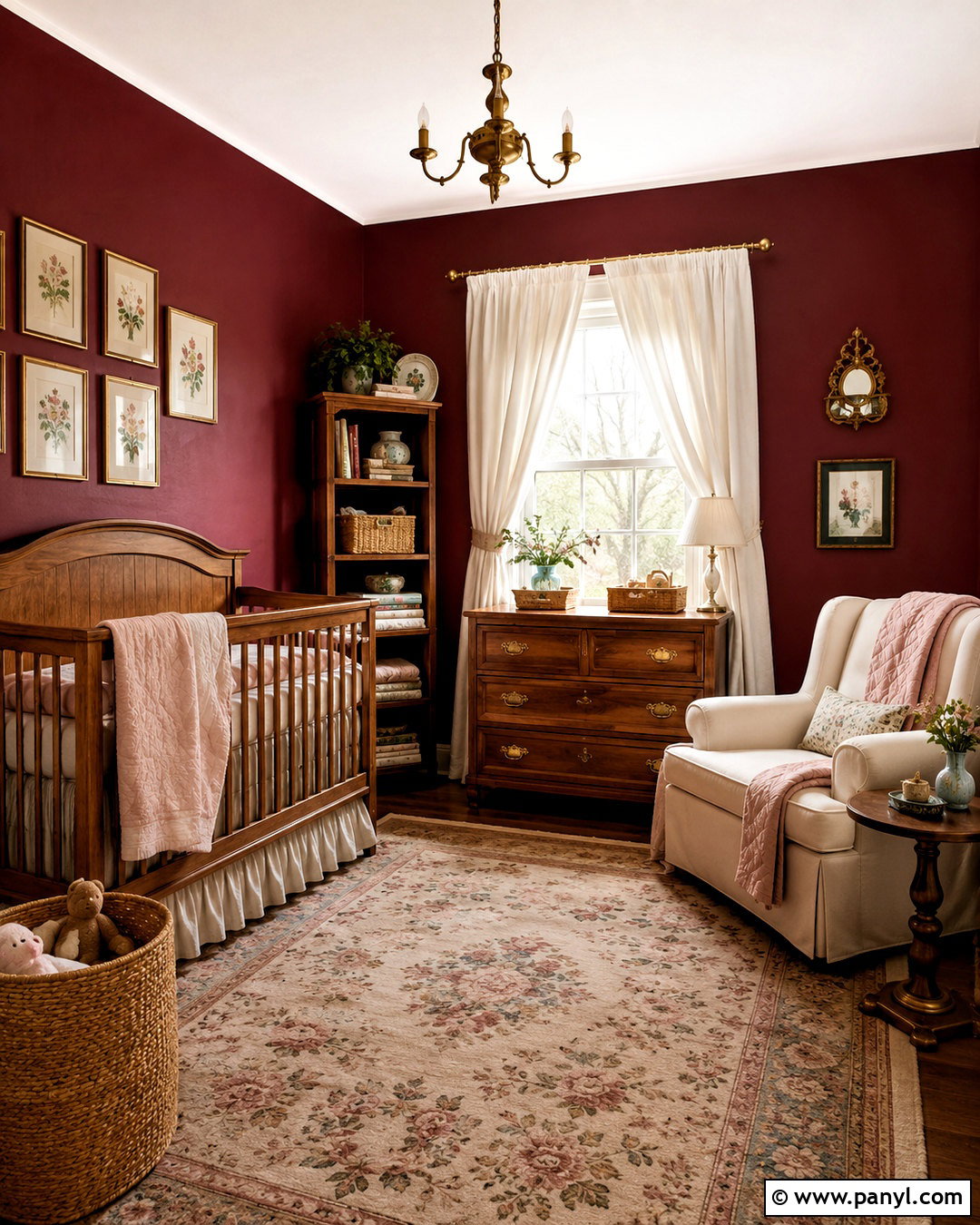 Burgundy Vintage Nursery - 20 dark baby nursery ideas