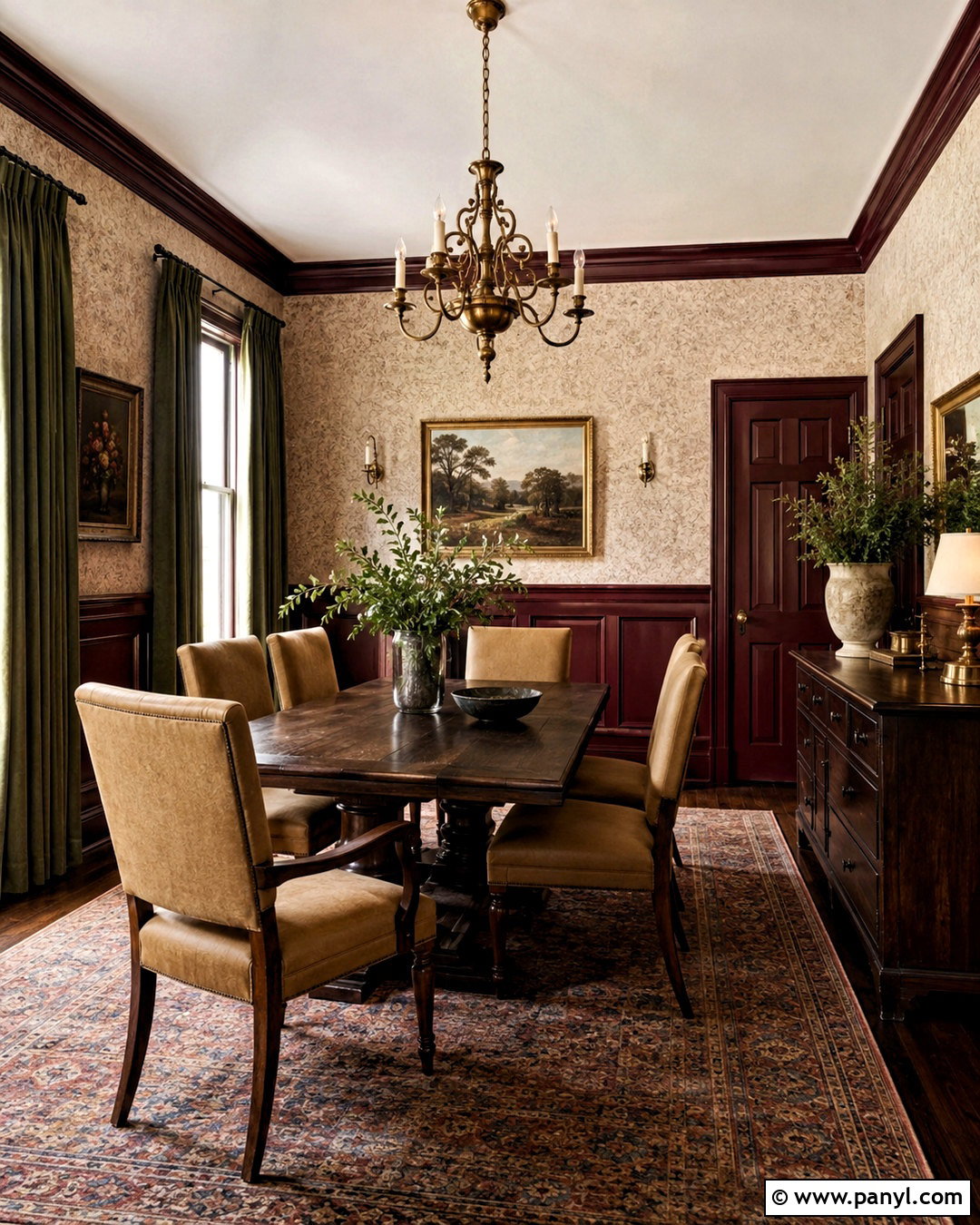Burgundy Wainscoting Dining Room - 20 dark wainscoting ideas