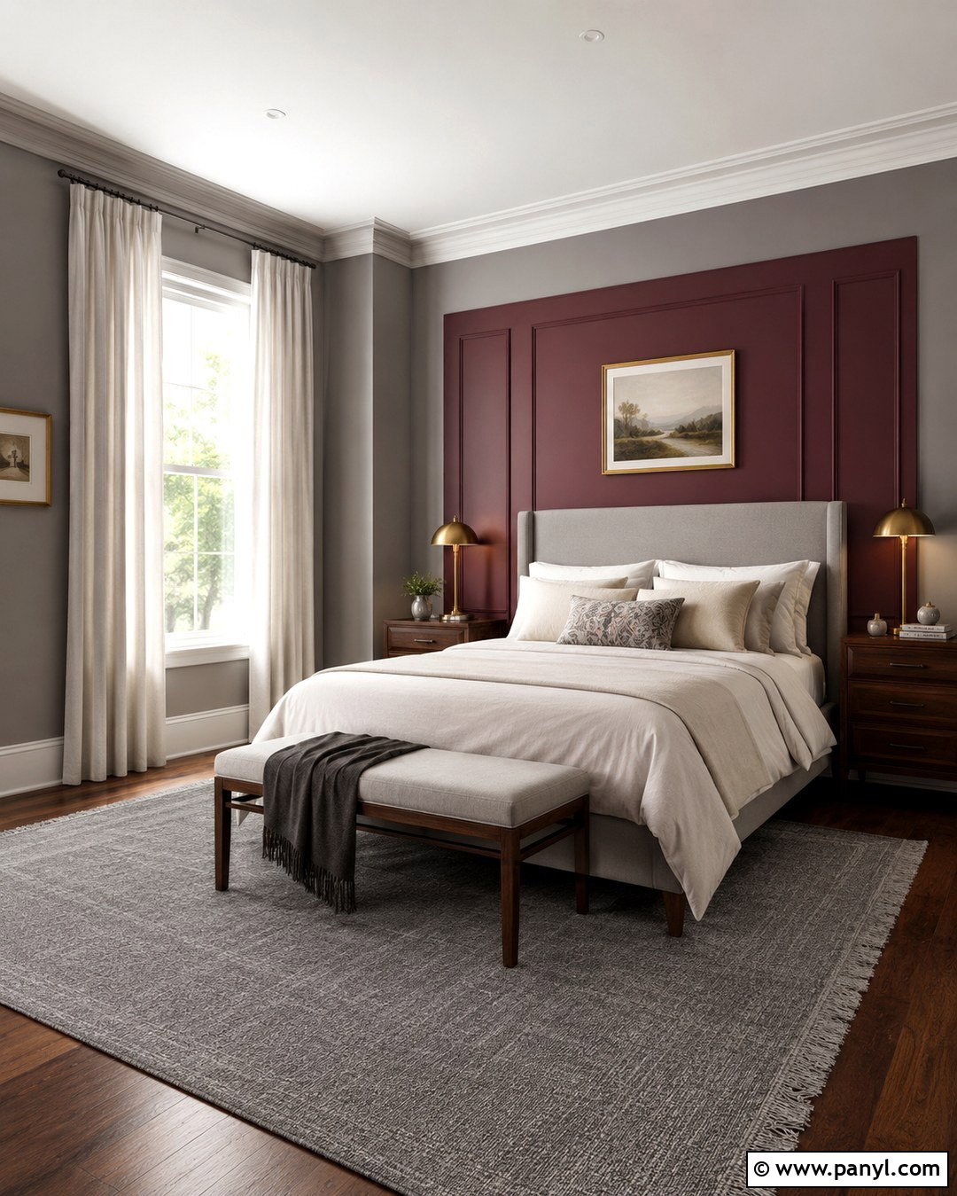 Burgundy Wall Paneling With Grey Paint - 20 burgundy and grey walls