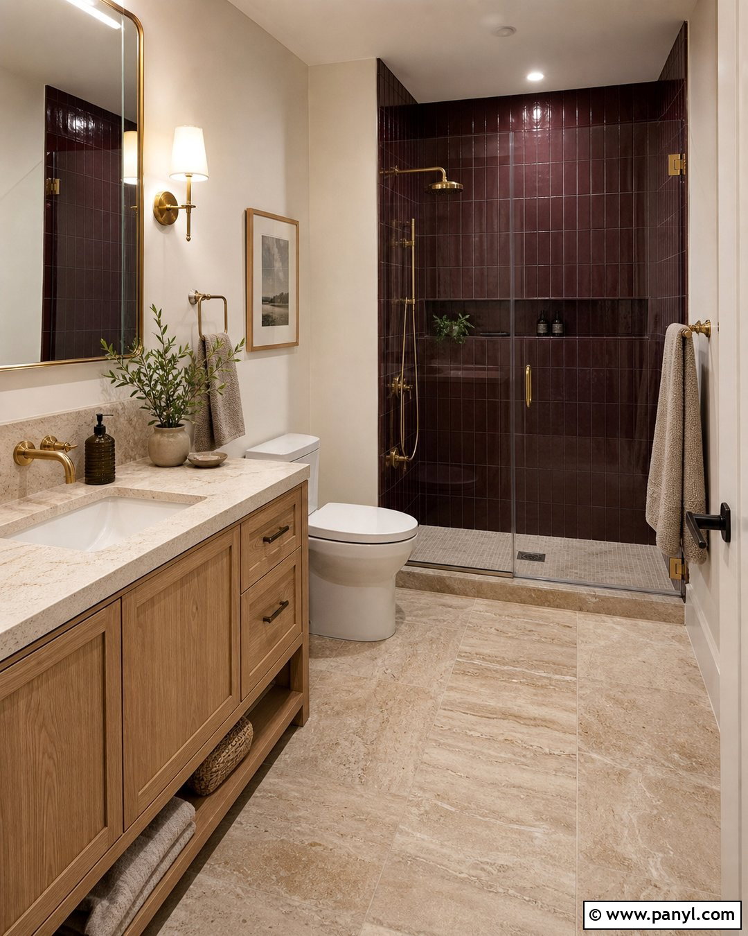 Burgundy Wall Tiles With Beige Floor Tiles - 25 Wall And Floor Tiles Color Combination Ideas