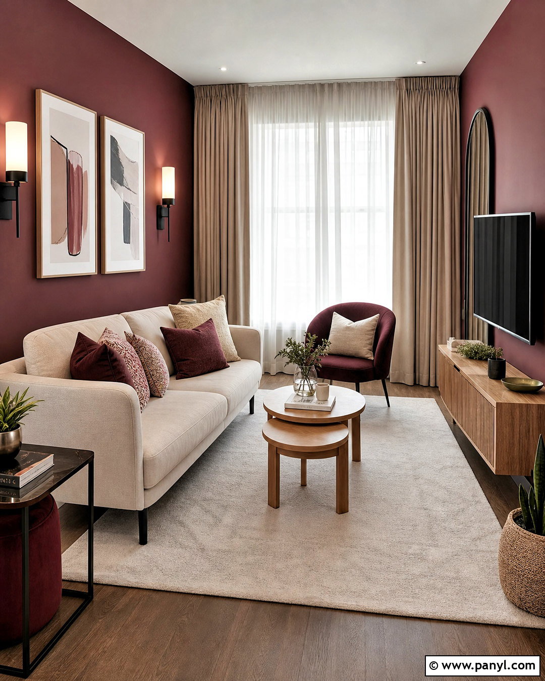 Burgundy Walls In A Small Living Room - 20 burgundy walls living room ideas