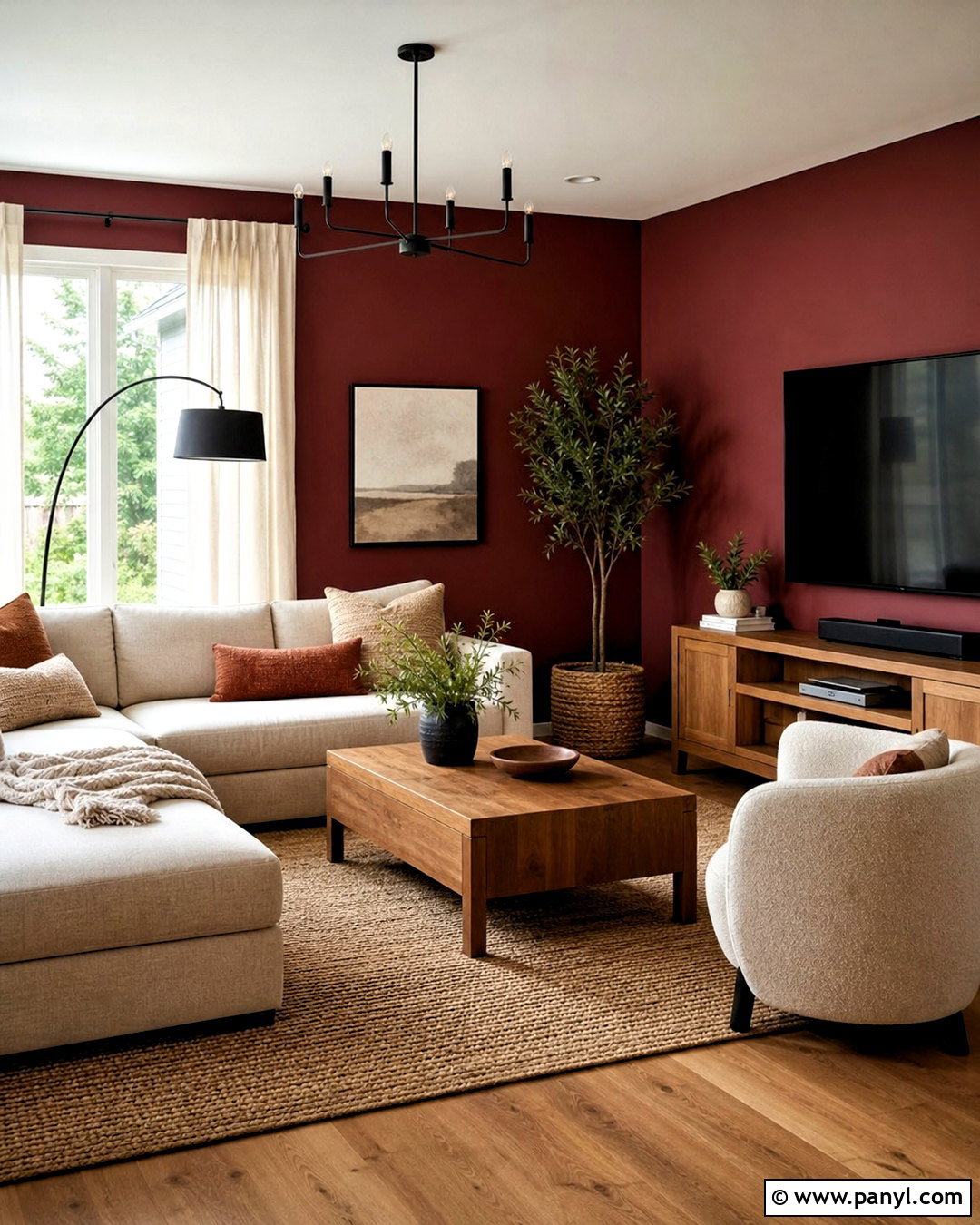 Burgundy Walls With Beige Furniture - 20 burgundy walls living room ideas