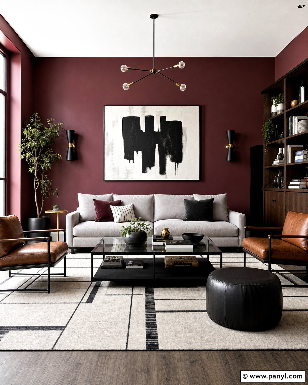 Burgundy Walls With Black Accents - 20 burgundy walls living room ideas
