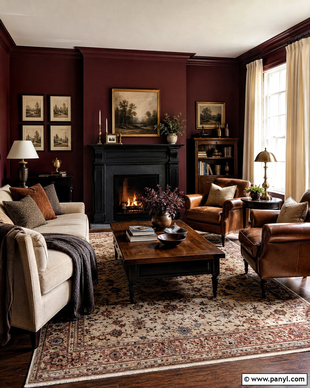 Burgundy Walls With Black Accents - 20 Wall Colors That Go With Black Ideas