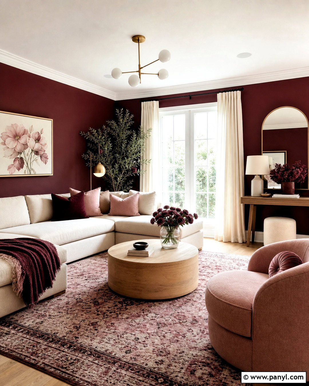 Burgundy Walls With Pink Accents - 20 burgundy walls living room ideas