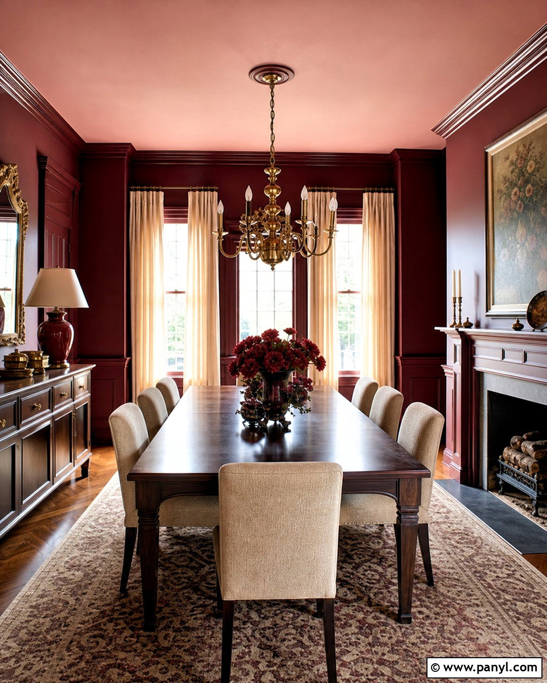 Burgundy Walls With Soft Pink Ceiling - 20 wall and ceiling color combinations