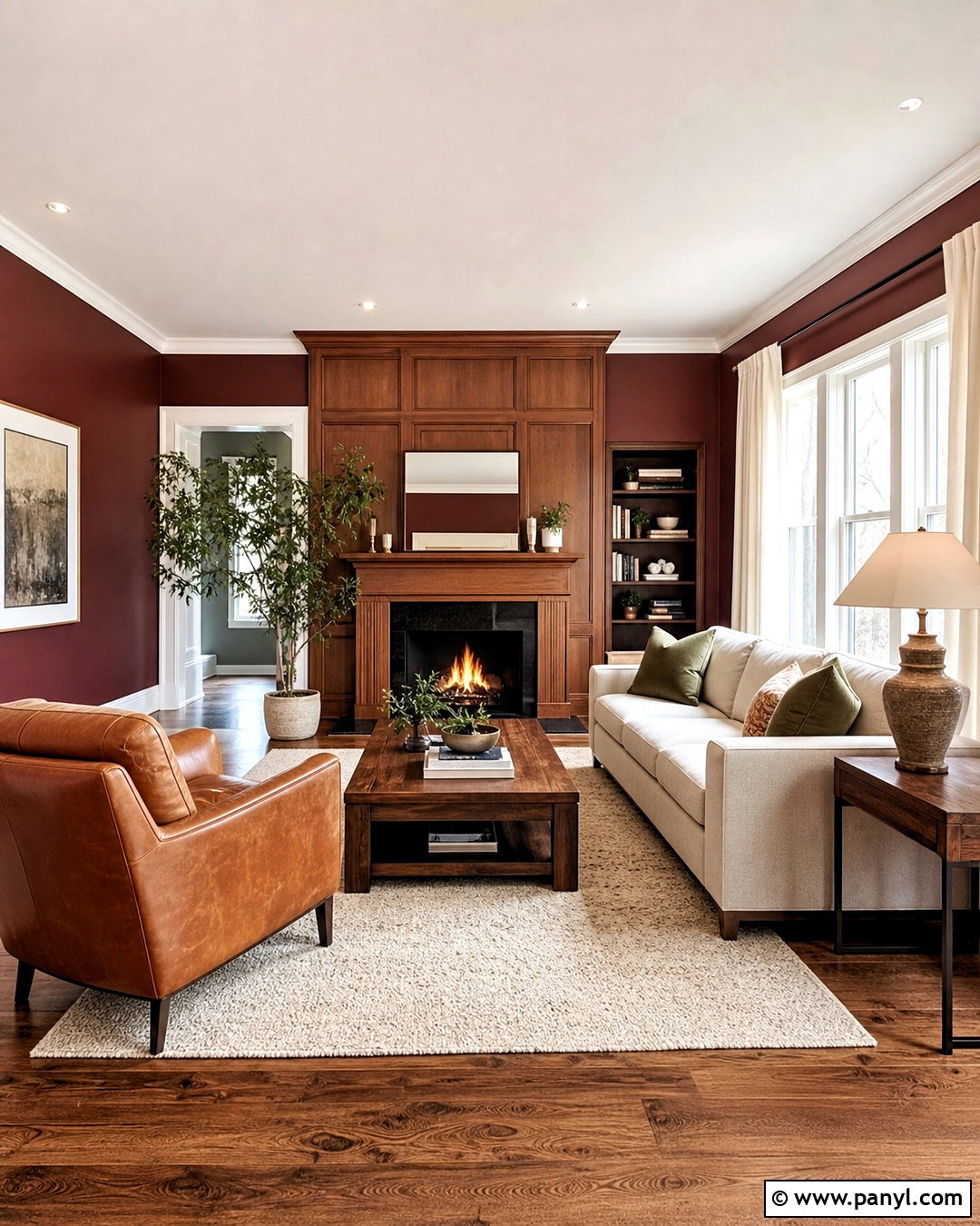 Burgundy Walls With Wood Paneling - 20 burgundy walls living room ideas