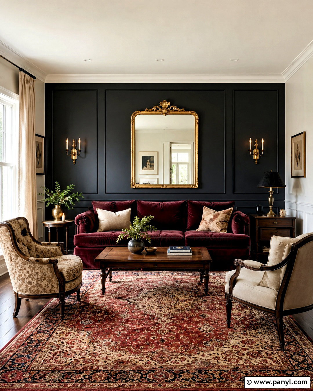 Burgundy With A Black Accent Wall - 20 What Colors Go With A Black Accent Wall Ideas