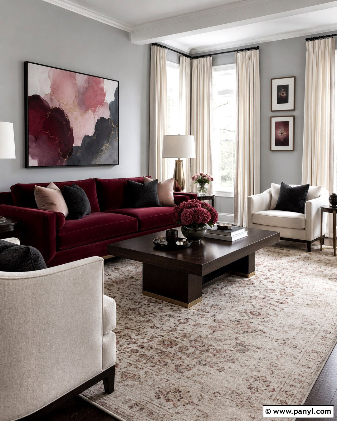 Burgundy With Light Gray Walls - 20 Colors That Go With Light Gray Walls