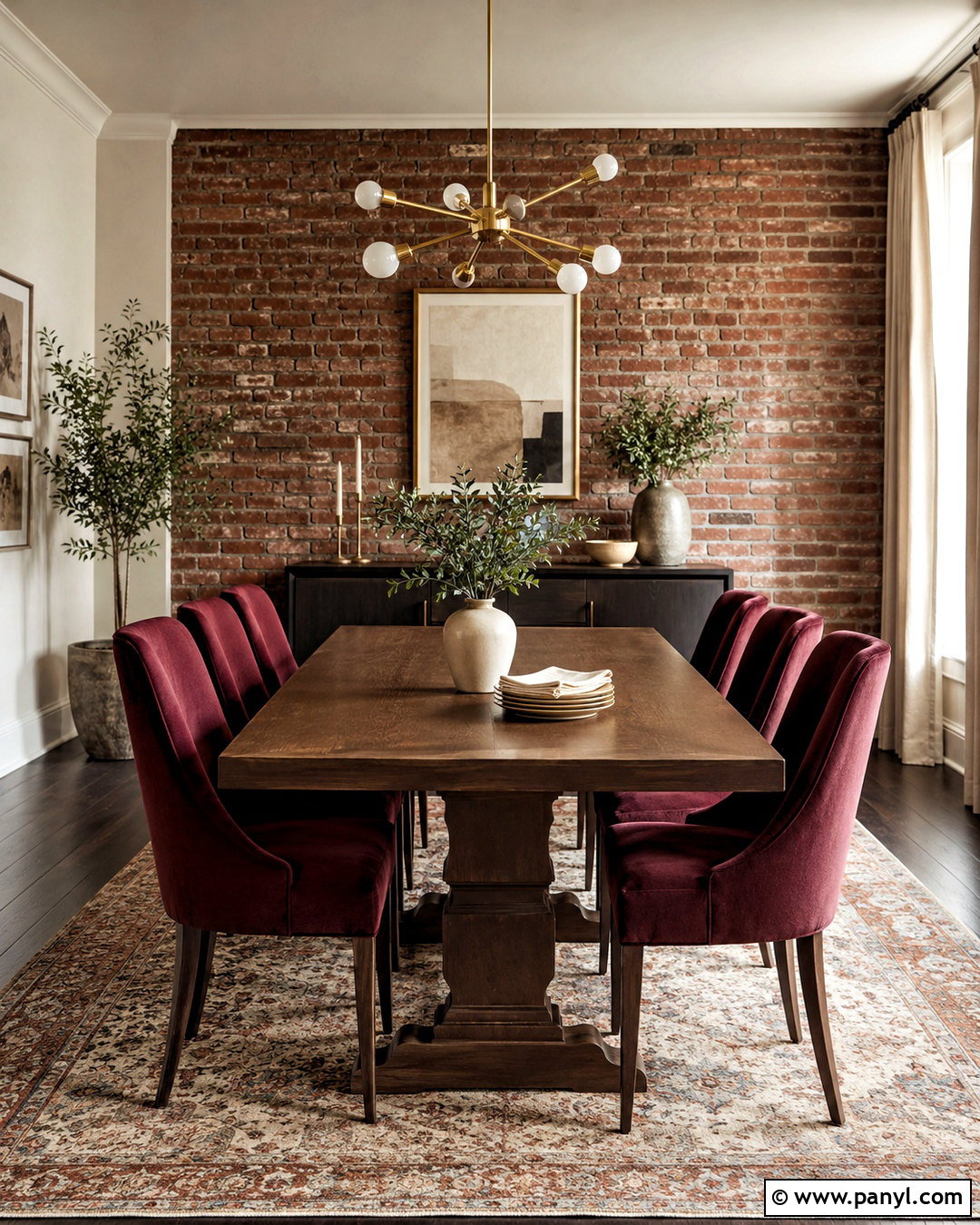 Burgundy With Red Brick - 20 colors that go with brick interior ideas