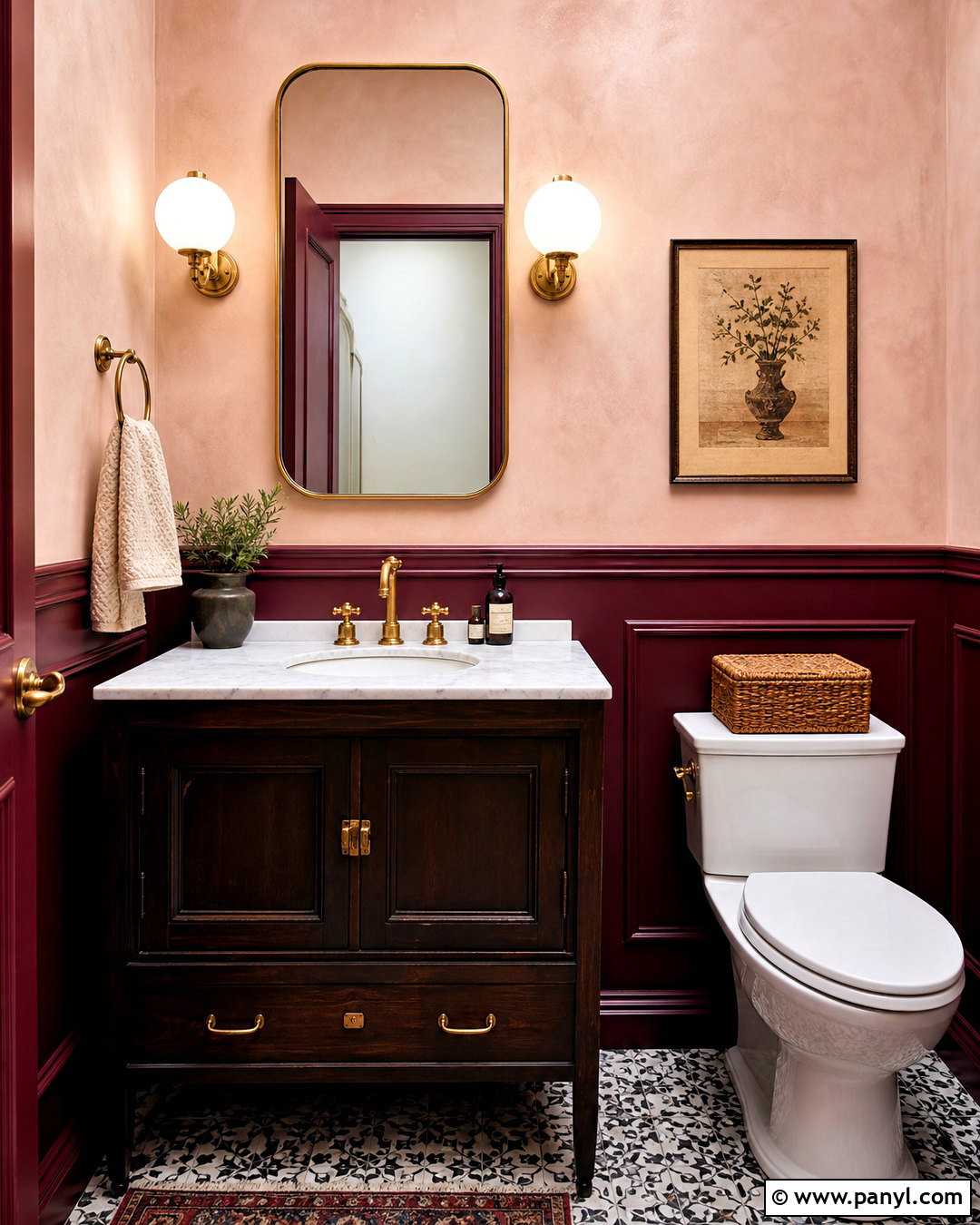 Burgundy and Pale Pink Walls - 20 wall color combination ideas