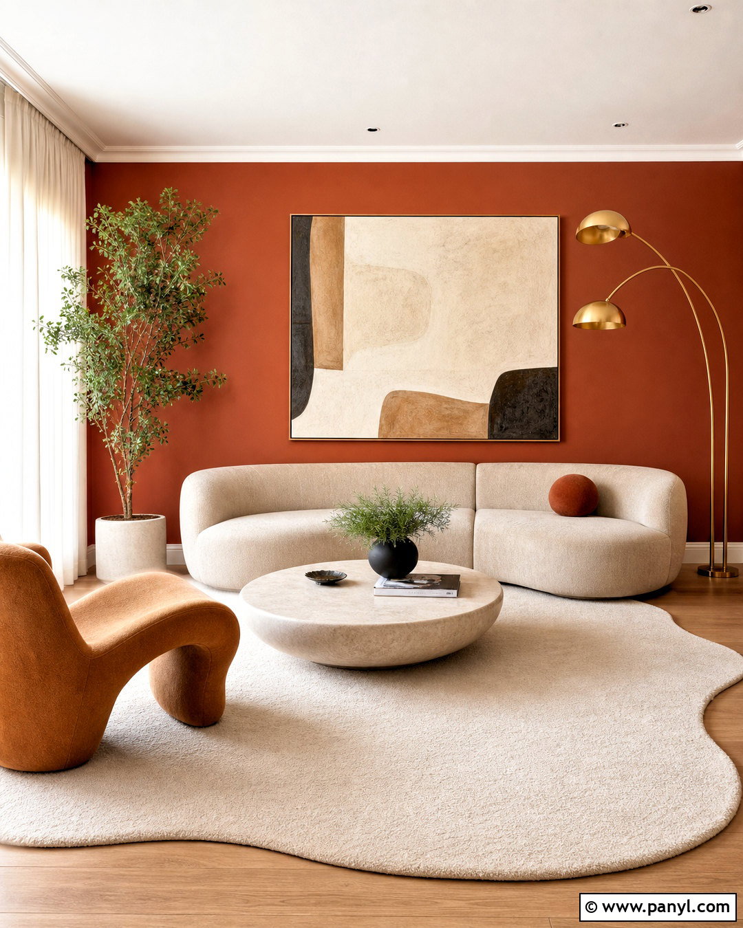 Burnt Orange Accent Wall Contemporary Living Room - 20 burnt orange accent wall living room ideas