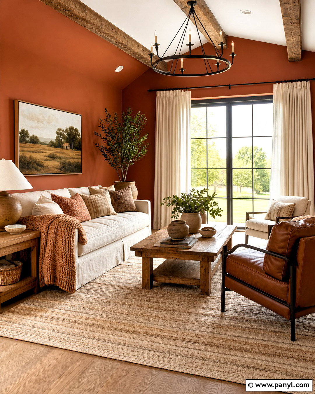 Burnt Orange Accent Wall Modern Farmhouse Living Room - 20 burnt orange accent wall living room ideas