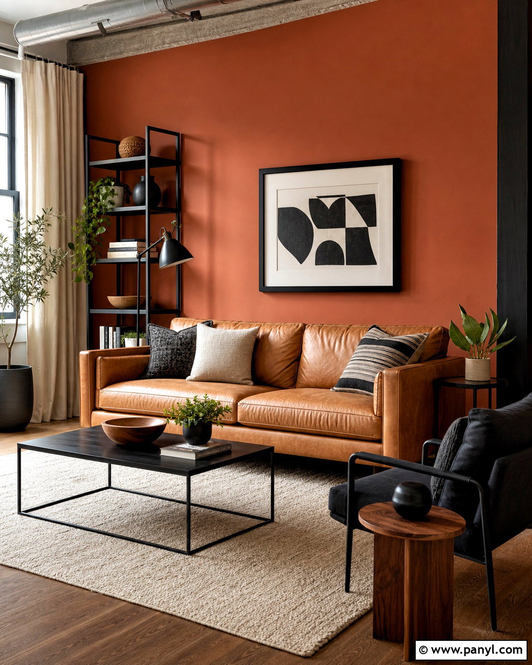 Burnt Orange Accent Wall With Black Accents - 20 burnt orange accent wall living room ideas