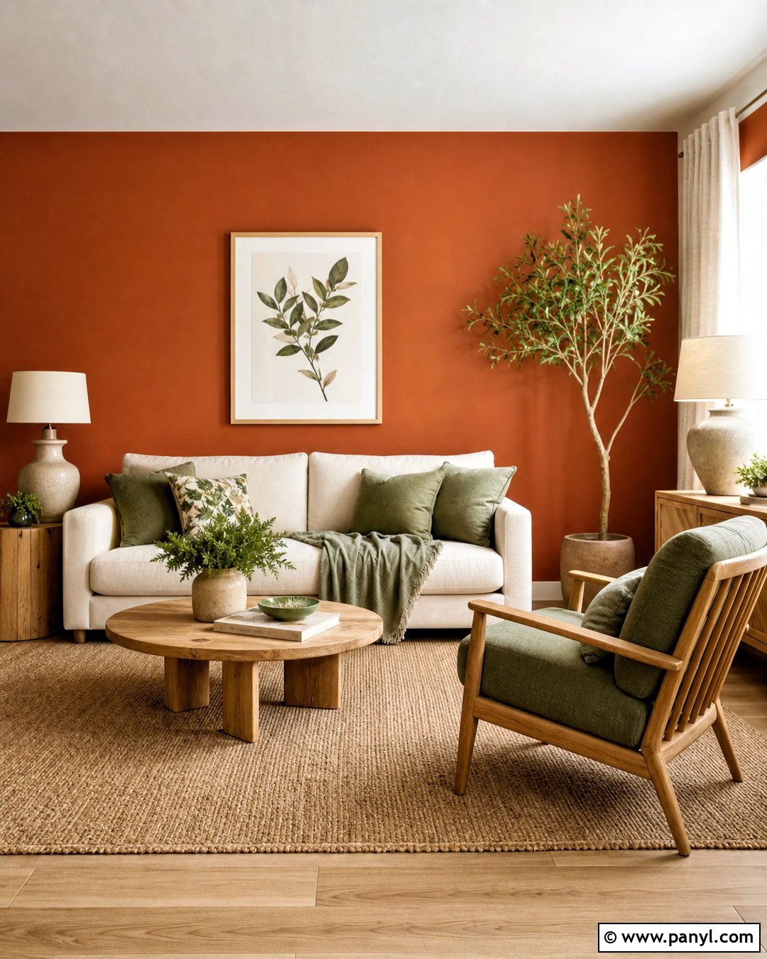 Burnt Orange Accent Wall With Sage Green Decor - 20 burnt orange accent wall living room ideas