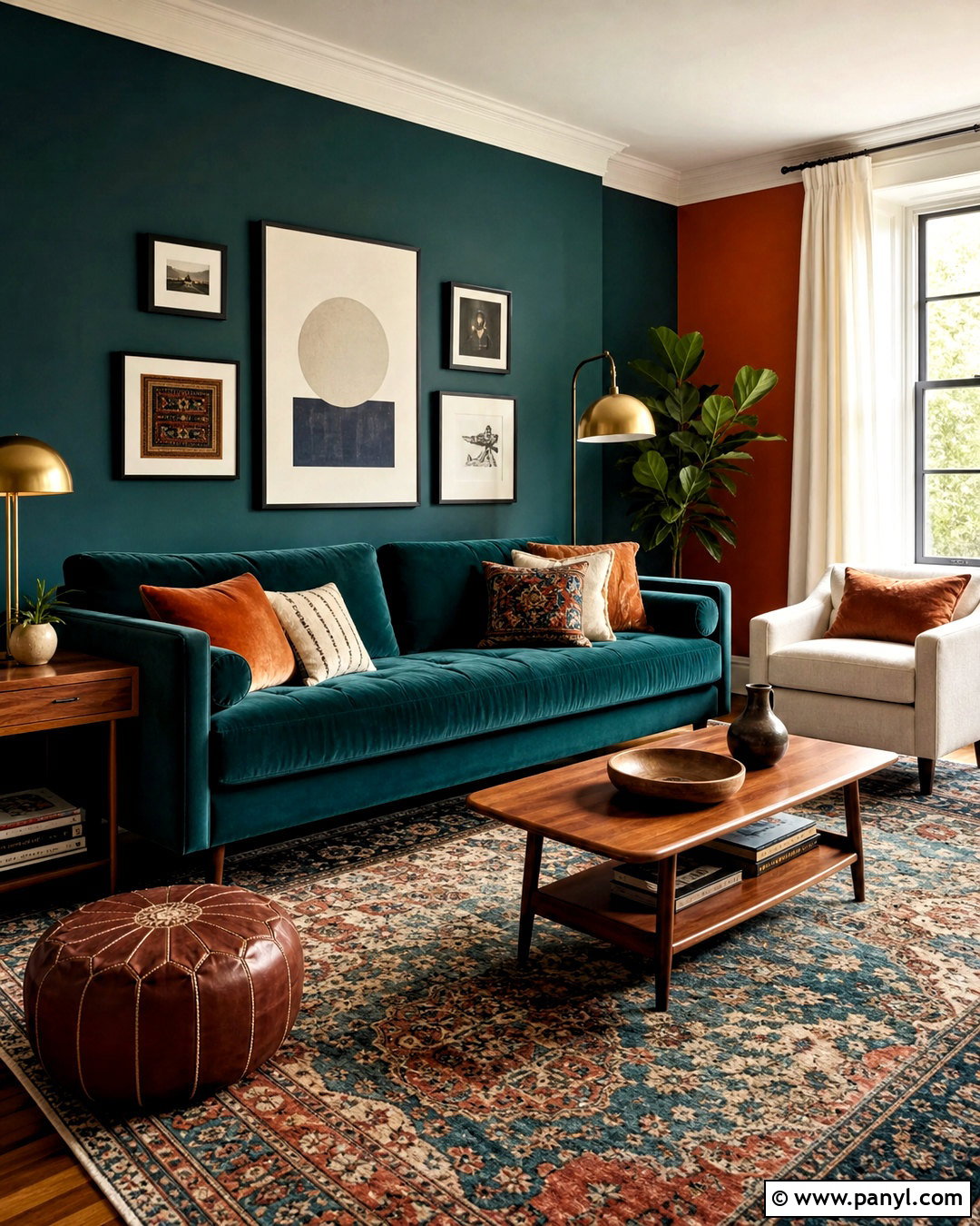 Burnt Orange Accent Wall With Teal Decor - 20 burnt orange accent wall living room ideas