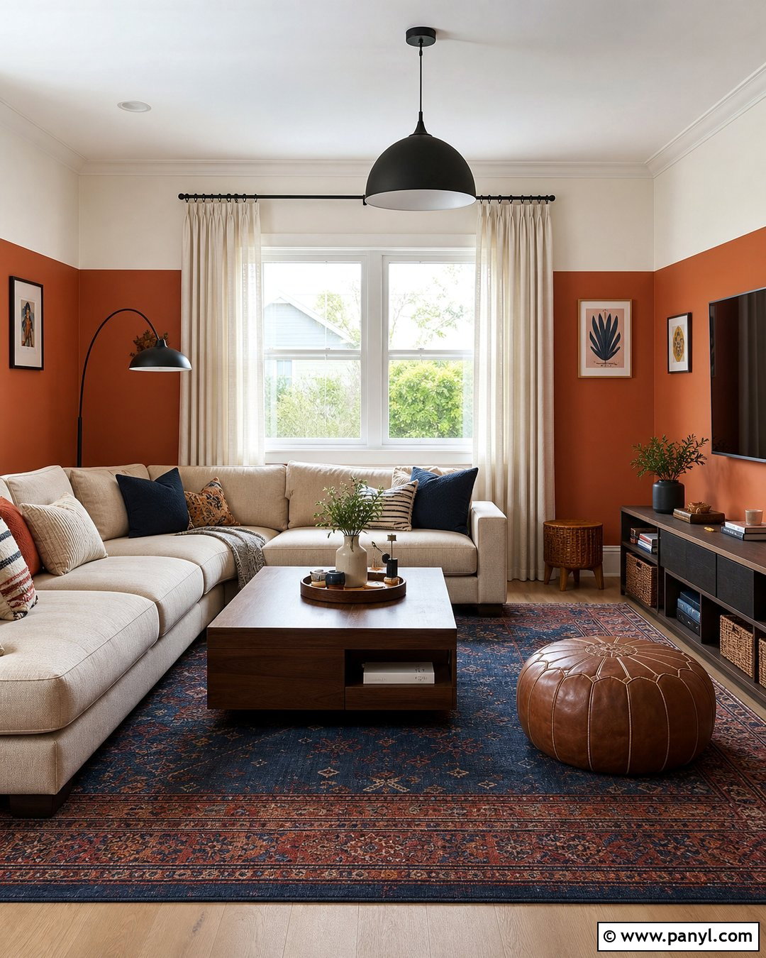 Burnt Orange And Cream Two Tone Walls - 45 two tone walls