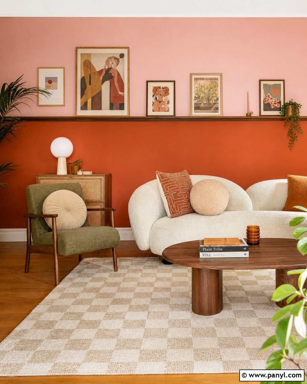 Burnt Orange And Dusty Pink Two Tone Wall - 35 2 Tone Wall Paint Ideas