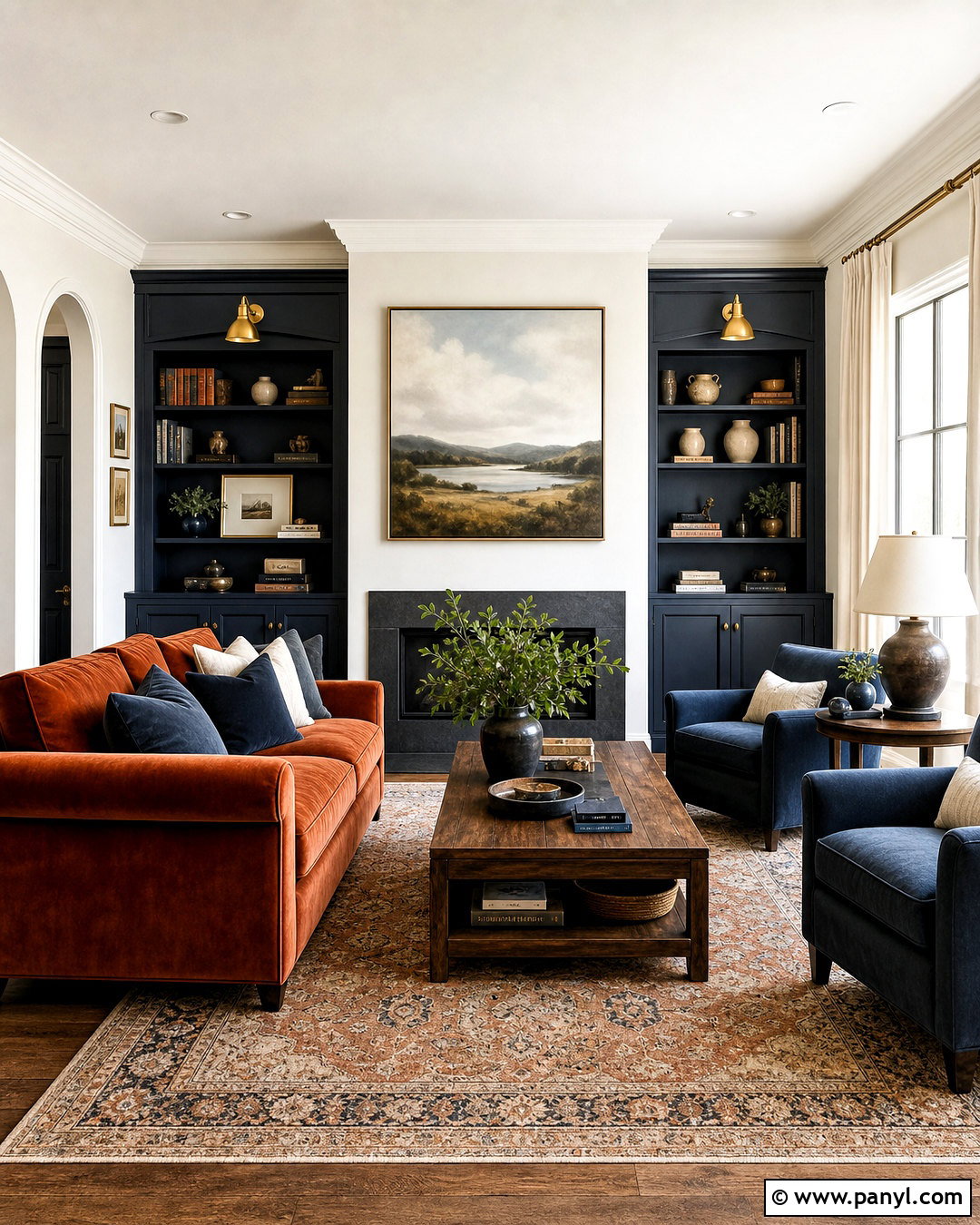 Burnt Orange And Navy Living Room - 20 orange interior design ideas