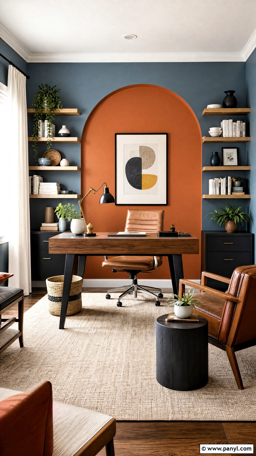 Burnt Orange And Soft Blue Office Walls - 20 2 color wall paint ideas