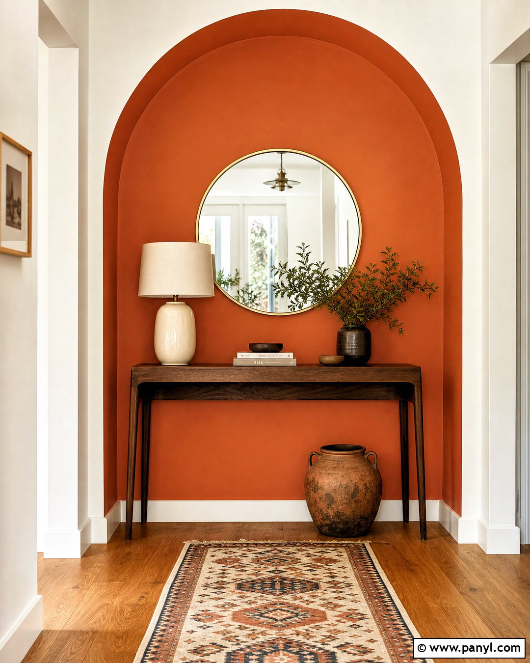 Burnt Orange Arch Accent Wall - 20 retro accent wall ideas