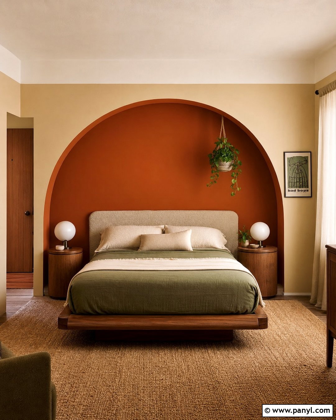 Burnt Orange Bedroom Wall Arch - 30 retro wall paint ideas