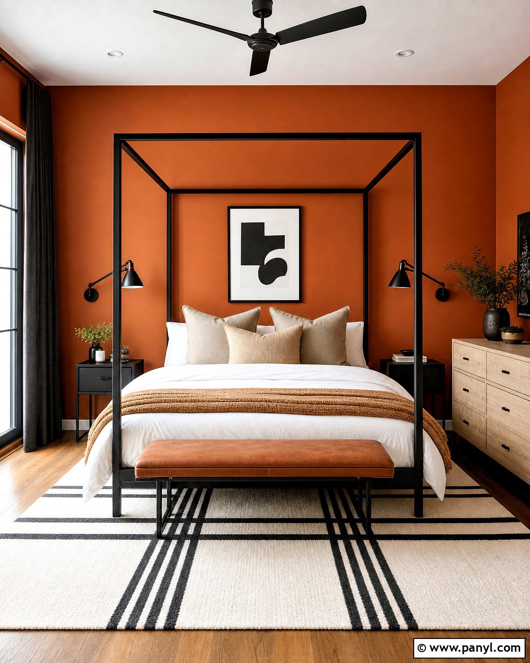 Burnt Orange Bedroom Walls With Black Accents - 20 burnt orange bedroom walls