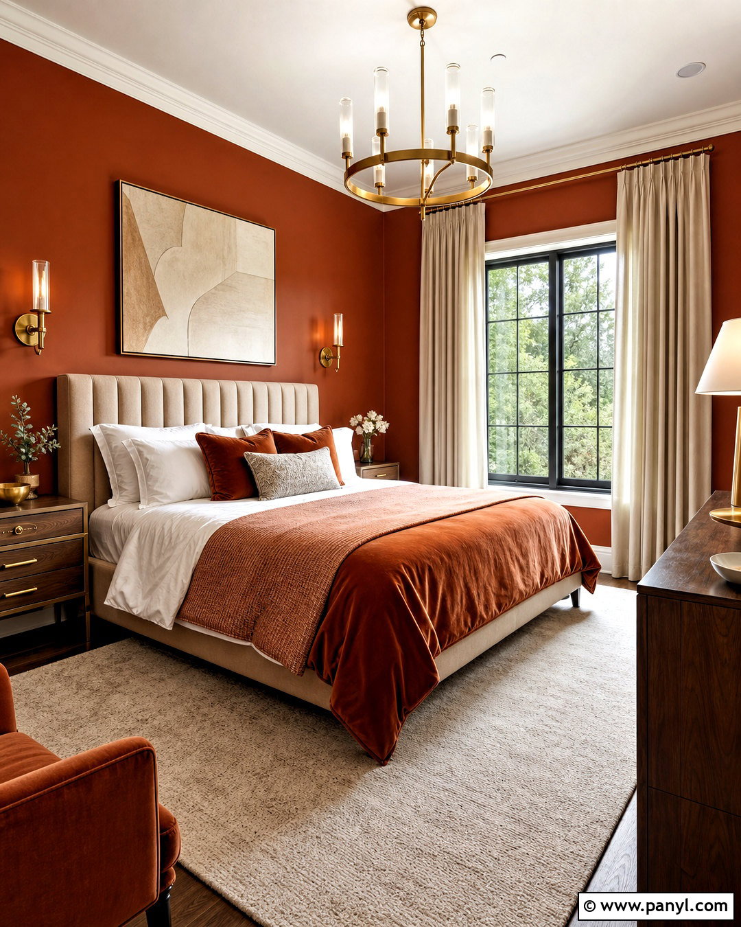 Burnt Orange Bedroom Walls With Brass Decor - 20 burnt orange bedroom walls
